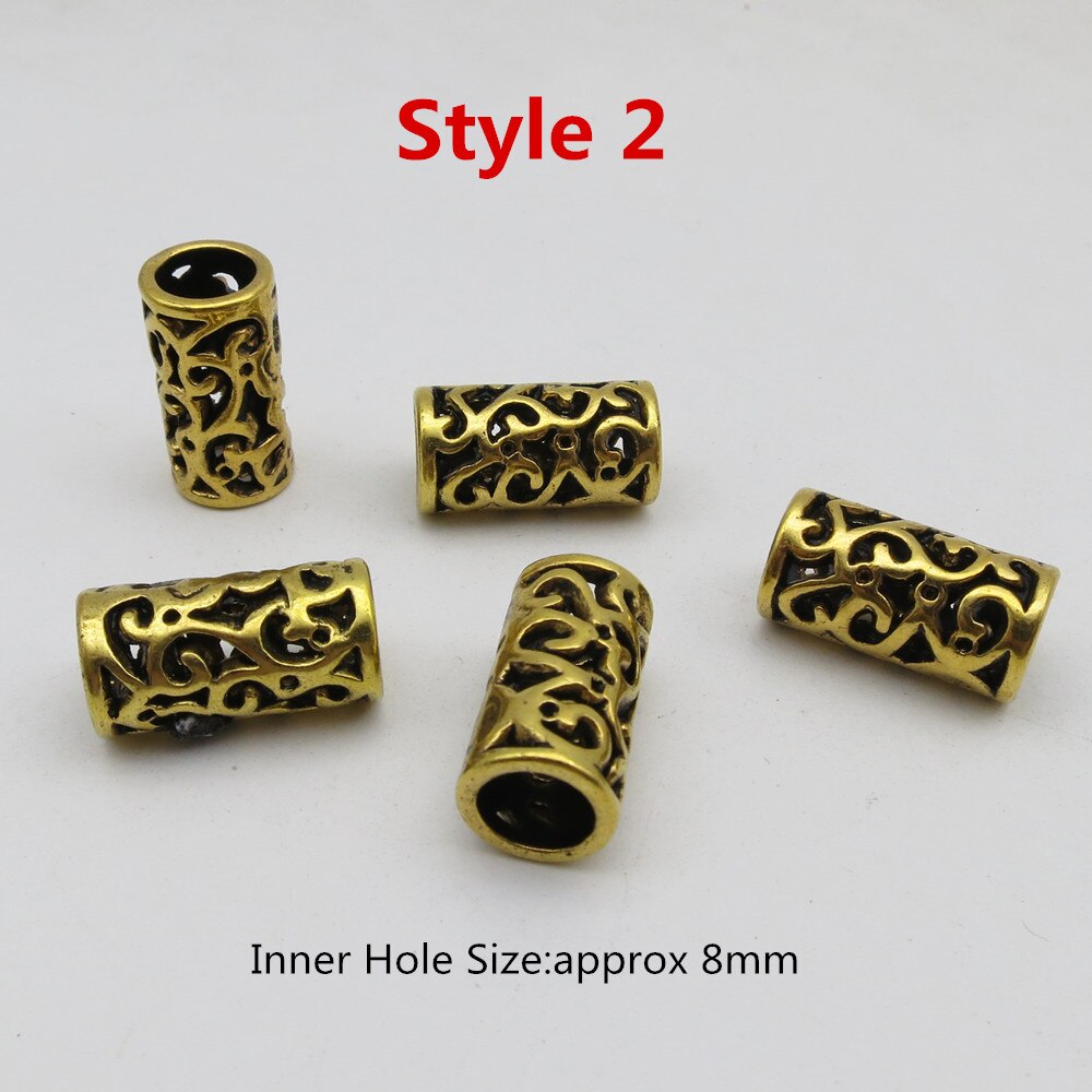 5 Stks/pak Big Hole Viking Haar Vlecht Dread Dreadlock Baard Kralen Ringen Buis Voor Vrouwen Mannen Haaraccessoires: 5pcs Style 2