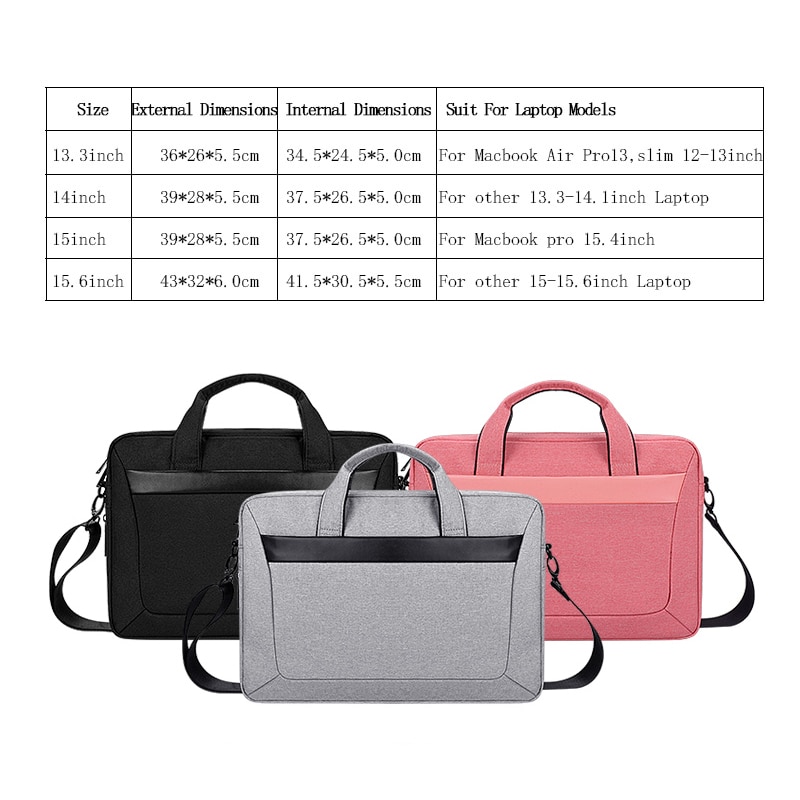 Laptoptas 13.3 15.6 14 inch waterdichte notebooktas hoes voor macbook air pro 13 15 computer schoudertas handtas aktetas