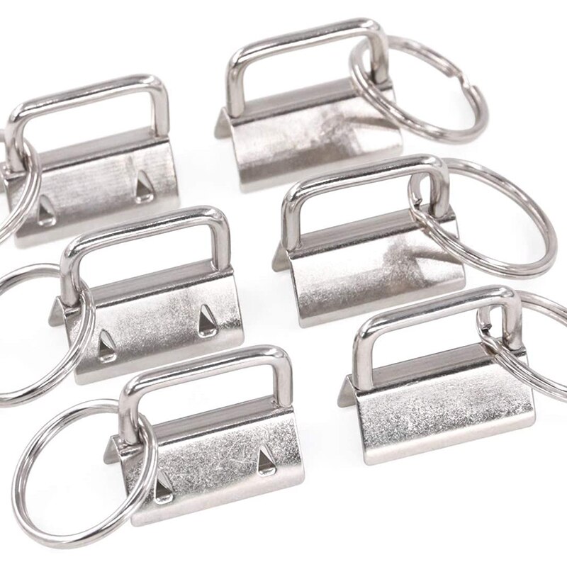45 st silver 1 tum nyckelhårdvara med nyckelringar, perfekt för väskarmband med tyg / band / band