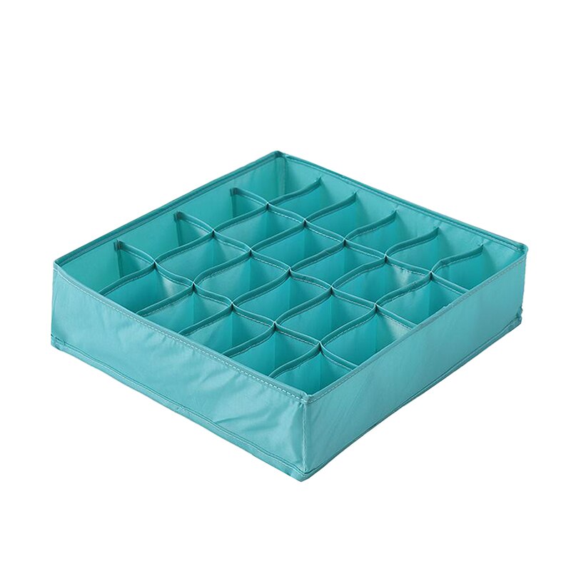 Lavável roupa interior gaveta organizadores divisores de armazenamento armário organizador caixa de armazenamento 24 grades para roupas sutiãs lenços laços meias: Blue