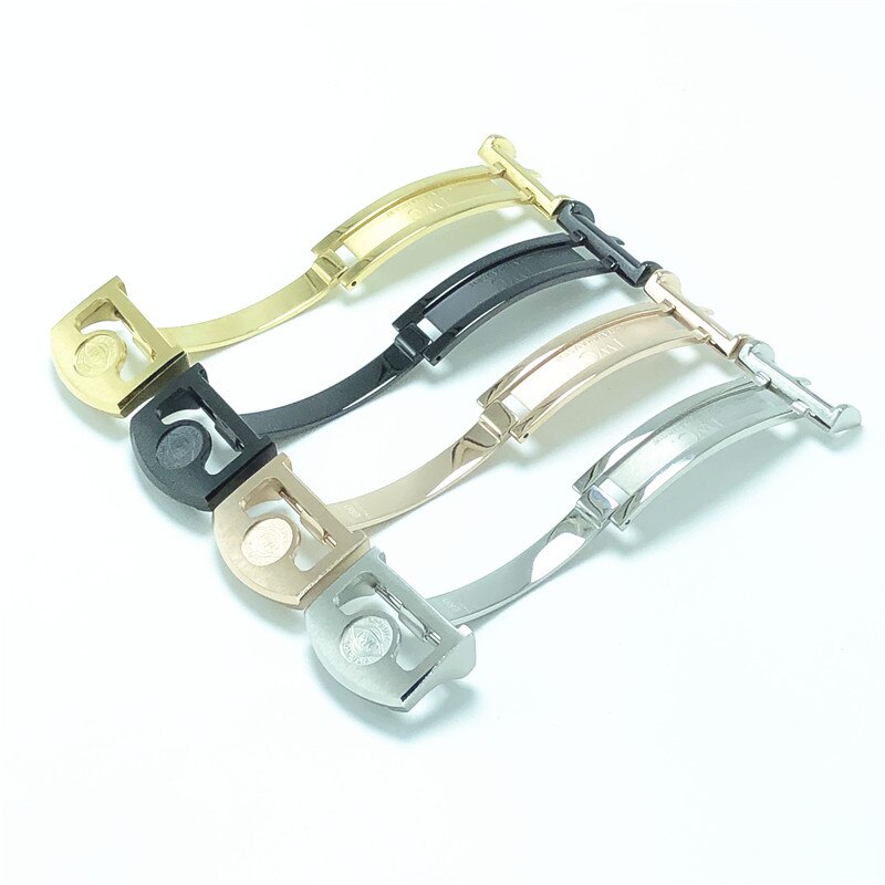 Horloge Accessoires Gesp Geschikt Voor Iwc Pilot's Horloge Button Solid Rvs Veiligheid Vlinder Polshorloge Gesp 18Mm