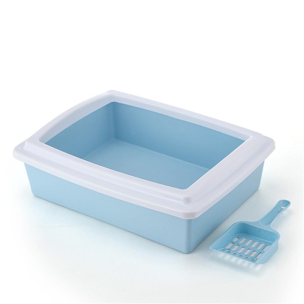 Plastic Cat Sand Box With Scoop Anti Splash Toilet Bedpan Kitten Litter Box Pee Tray Trainer Puppy Cleaning Waste Pets Supplies: Blue