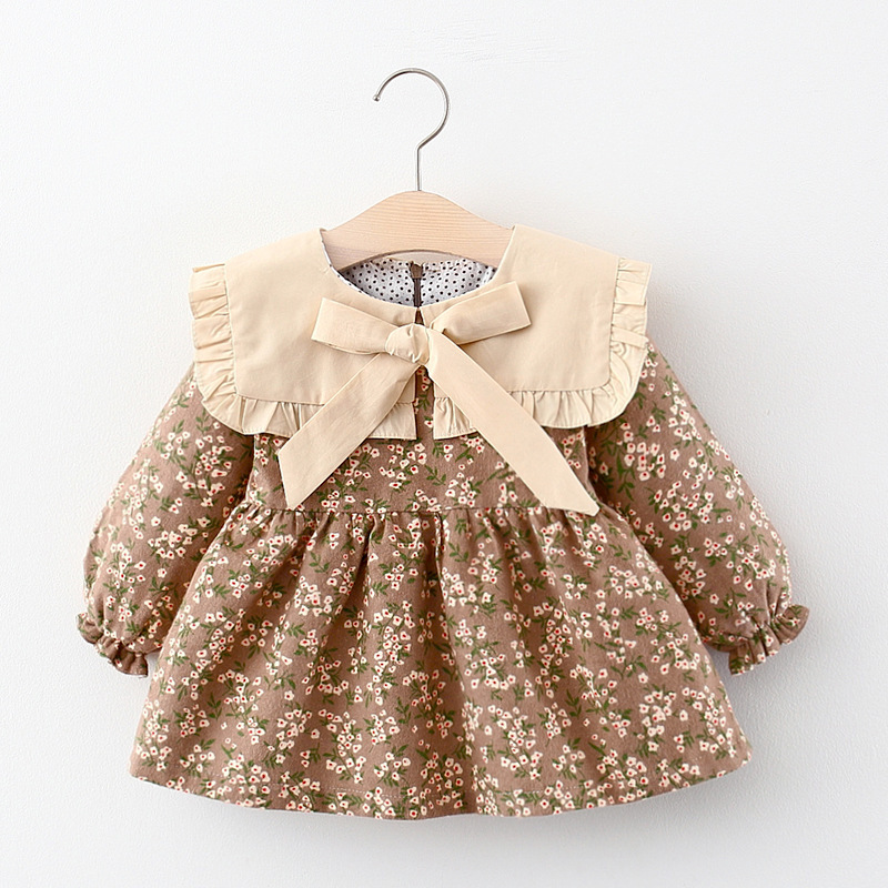 born baby girls dress spring clothes long sleeve floral dresses for 1 year baby birthday girls clothing outfit wear dress: yellow / 3T