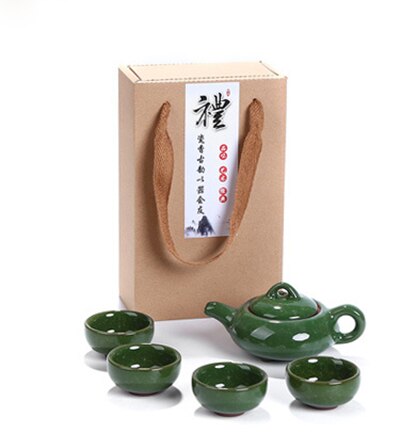 Exquisite carton packaging Tea Set 1pot 4cups,Ceramic Crack glaze Tea Sets,TeaCup,ChineseTravel Teapot, Drinkware Coffee&Tea Set: 02
