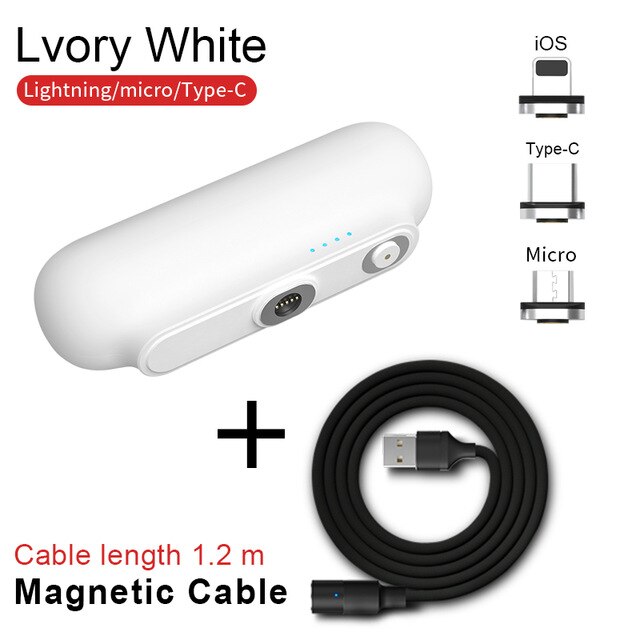 Voor Iphone 12 Magnetische Power Bank 2600Mah Mini Magneet Charger Power Bank Voor Xiaomi Emergency Draagbare Magnetische Externe Batterij: White-Set