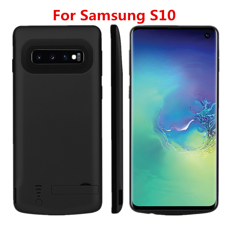 For Samsung Galaxy S10 5G S10 Battery Charger Case 5000mAh Extended Powerbank Case for Samsung S10 S10 Plus Case Stand Bracket: S10 black