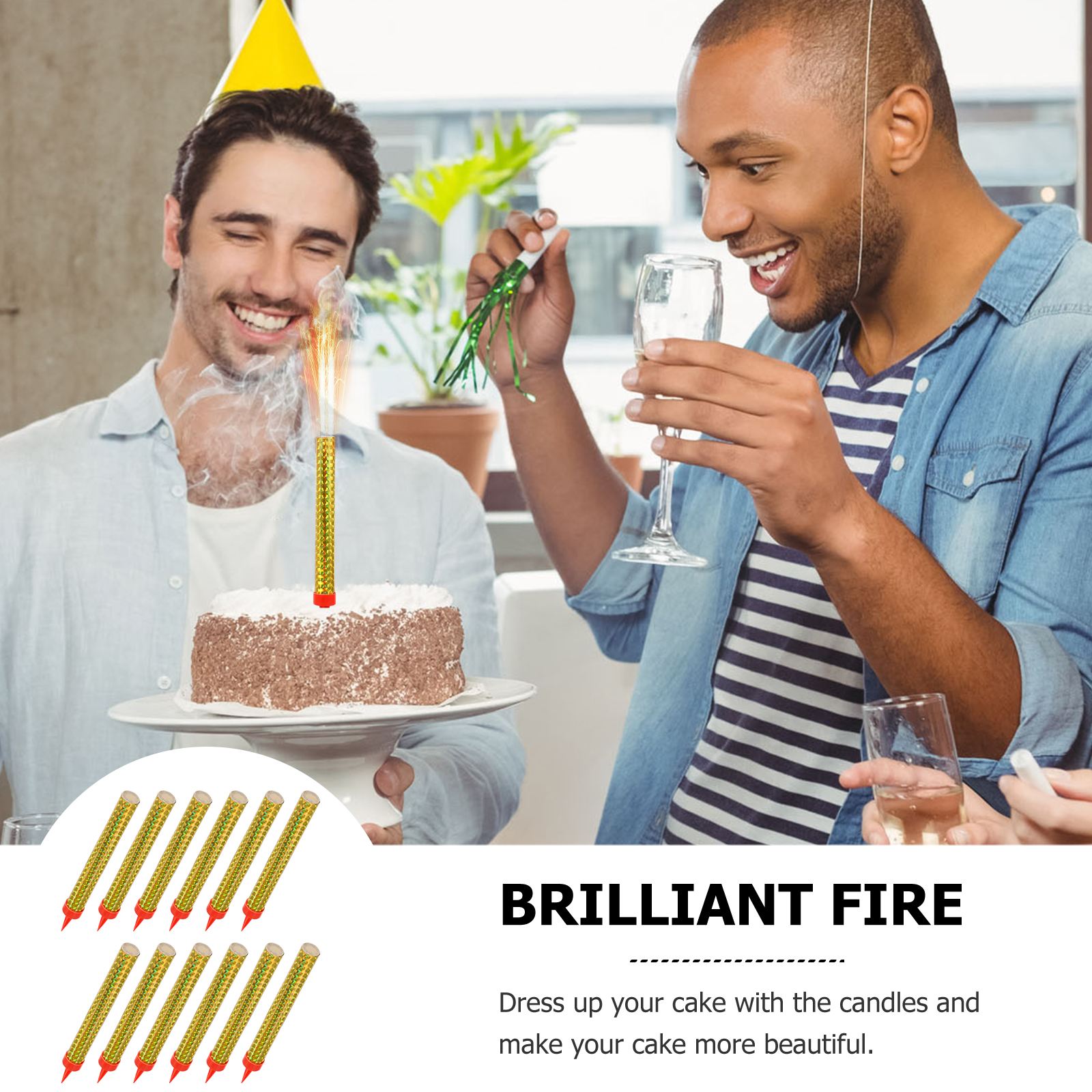 12 stk funklende fødselsdagsfest kage topper springvand stearinlys fødselsdagskage stearinlys bryllupsfest kage stearinlys pynt