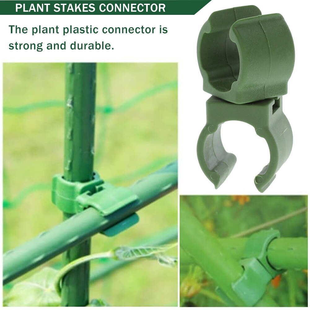 6pc Plastic Fastener Greenhouse Bracket Pole Fixed Clamp 360 Degree Rotaring Garden Plant Grafting Stakes Connector Clip 11mm