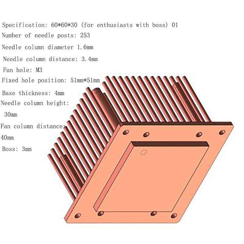 cpu radiator for computercpu radiator intake or exhaust pure copper: 60-60-30 01Boss