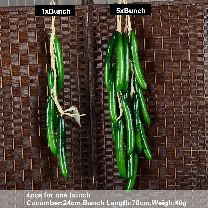 Cuerda de frutas artificiales, cuerdas de vegetales falsos para colgar, espuma de plástico para casa, cocina, decoración de granja, adorno colgante en la pared 1 cuerda: Cucumber