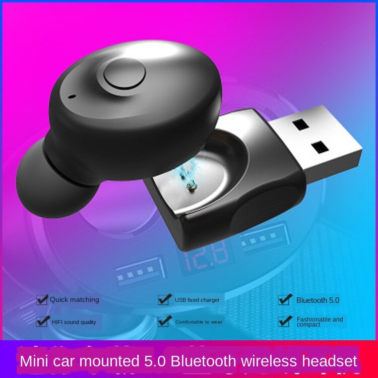 Mini Bluetooth 5.0 Earphone Single Sport Wireless Stereo Headset Portable Invisible In-Ear Business Earbud USB Magnetic Charger