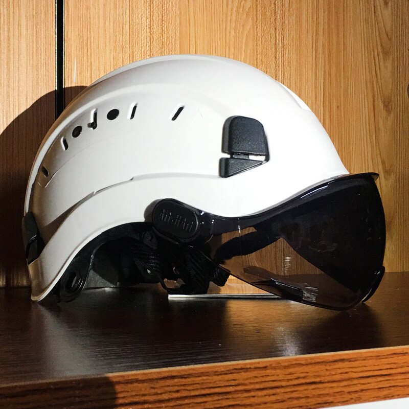 Sikkerhedshjelm med mørke beskyttelsesbriller udendørs klatring ridning beskyttelseshjelme arbejder redning hard hat abs arbejdshætte