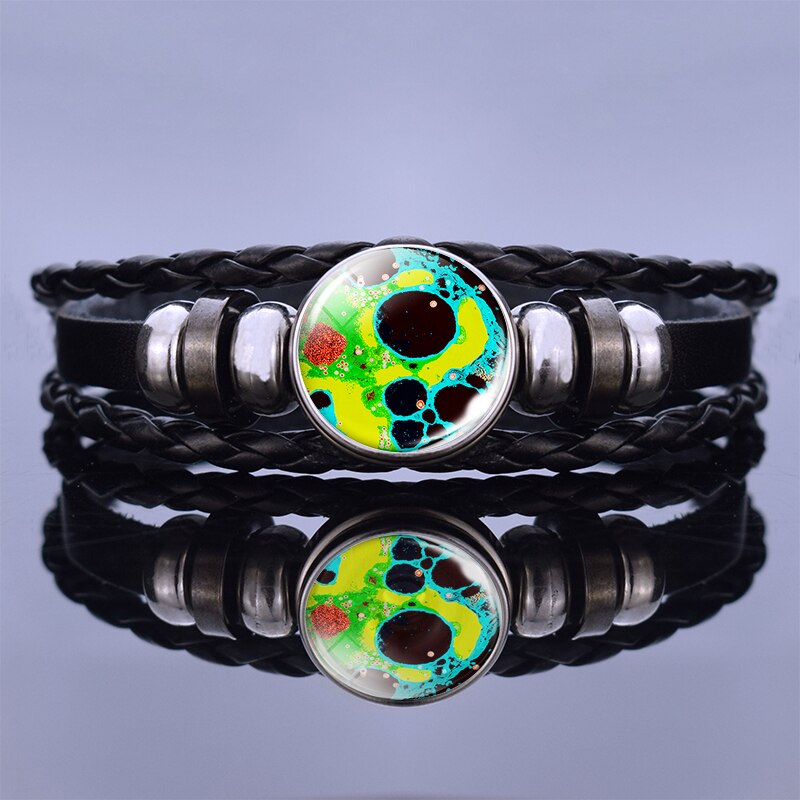 Biologische Virus Krebs Zellen Foto Leder Armband Männer Frauen Seil Kette Armband Survivor: size 4
