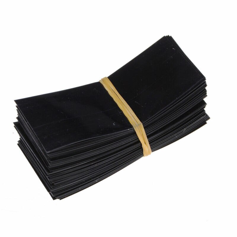 100 stück 18650 batterie verpackung PVC schrumpfen schläuche Vorgeschnittenen Vorgeschnittenen ZP: Schwarz