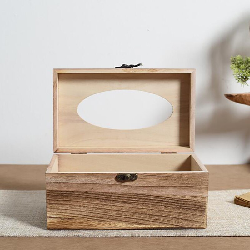 Retro Style Wooden Tissue Box,Paper Napkin Holder Case Wood Bathroom Facial Tissue Box for Bathroom Bedroom