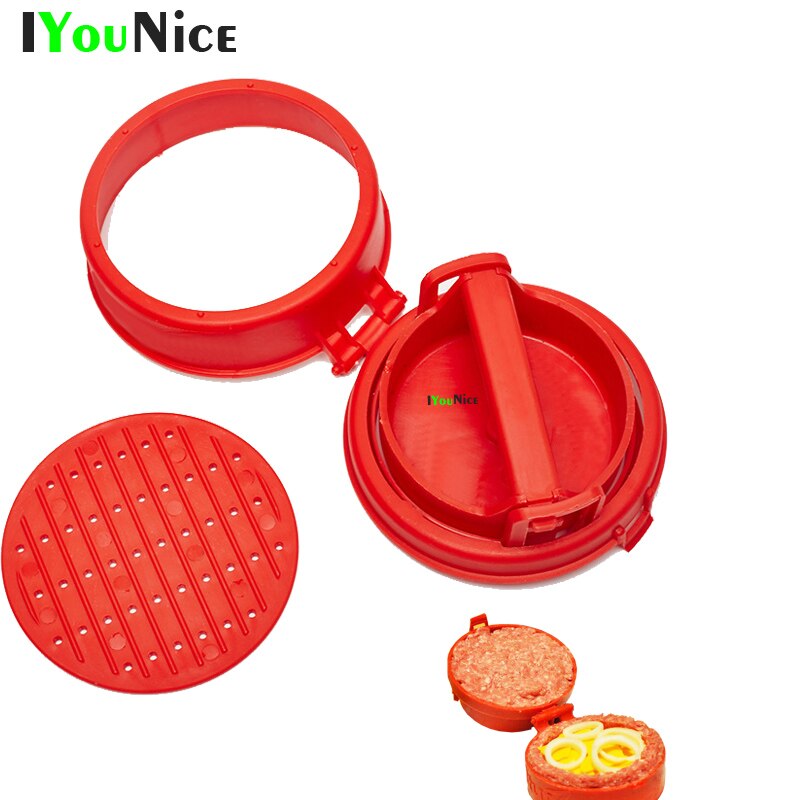 IYouNice Food Grade Plastic Hamburger Meat Maker Patties Stuffed Burger Press Meat Press DIY Meat Juicy Maker BBQ Kitchen Tool
