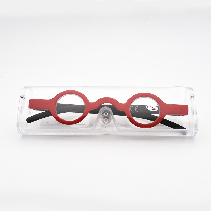 Reexunky mini runde læsebriller mænd kvinder sort rød  tr90 brillestel retro briller fokus lup lunette 1.5 2.0 2.5: +200 / Rød