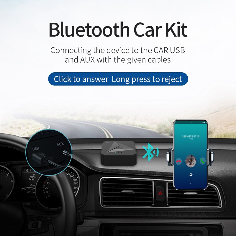 Tebe-transmisor y receptor de Audio 2 en 1 con Bluetooth 5,0, adaptador inalámbrico con conector de 3,5mm/2RCA para llamadas con manos libres y micrófono, NFC, para coche y TV