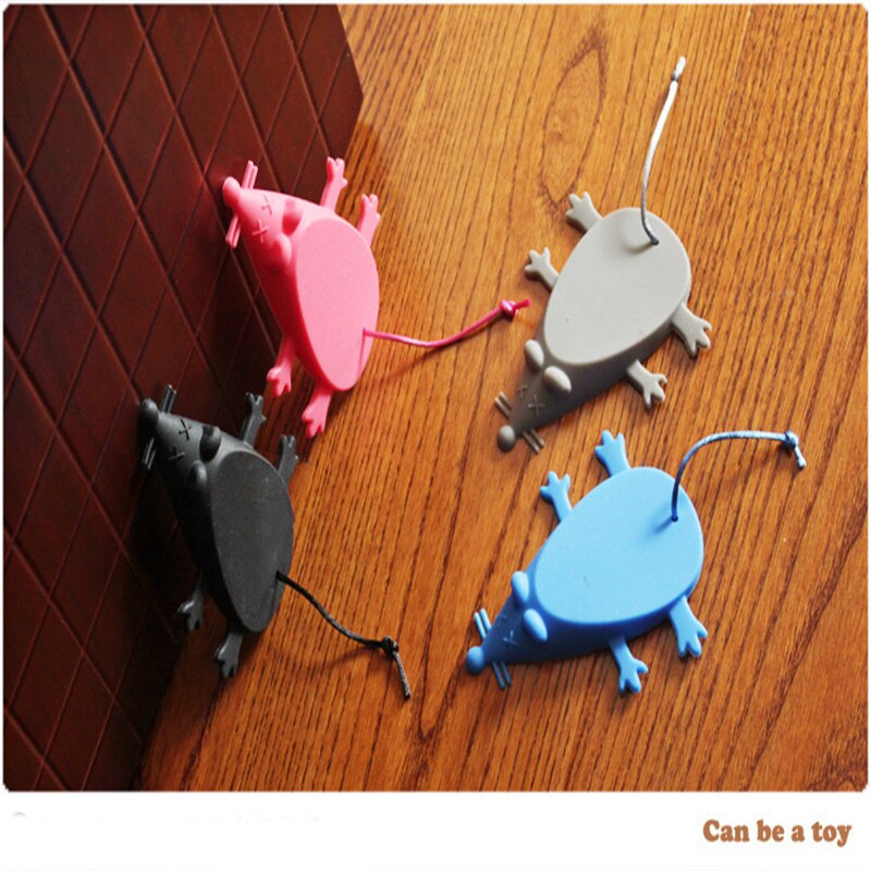 Tope de puerta de silicona con forma de ratón para bebé, decoración de seguridad para el hogar, en 6 colores, , bonito,