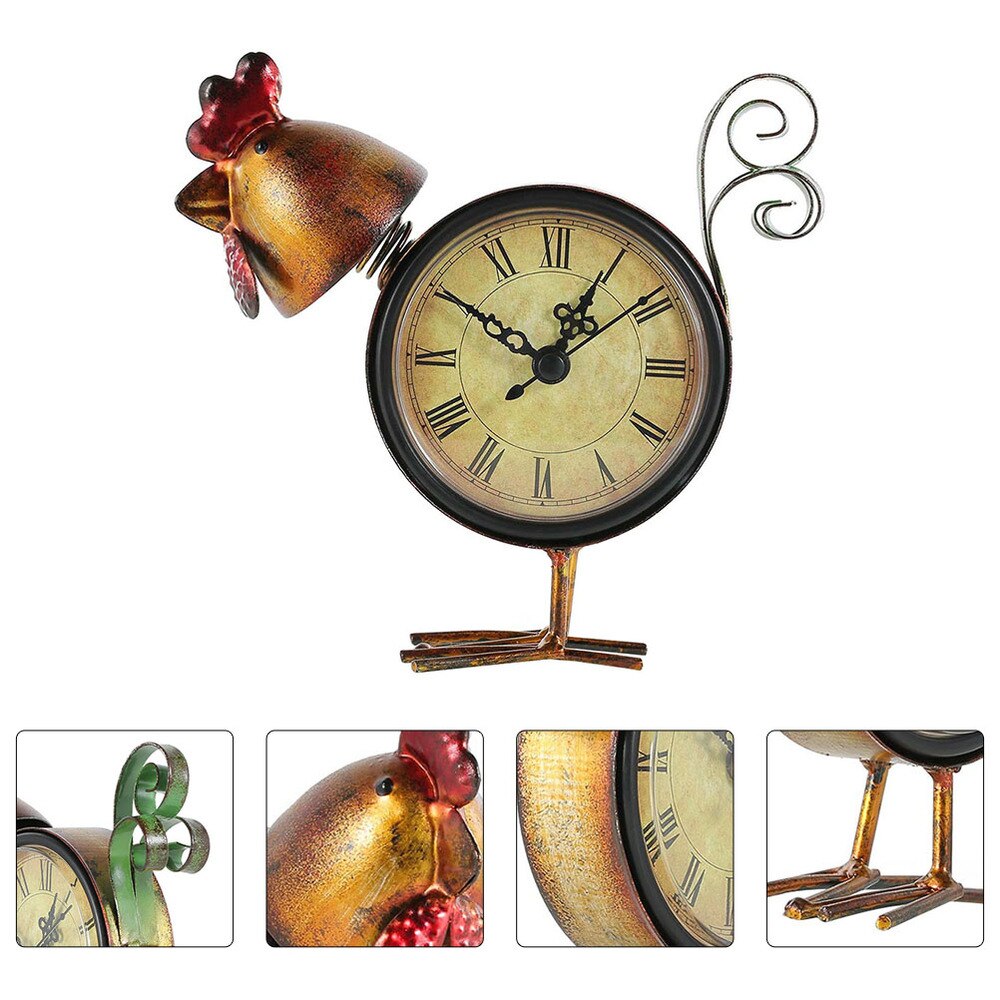 Kip Vorm Klok Huishouden Klok Home Decor (Bruin, Zonder Batterij)