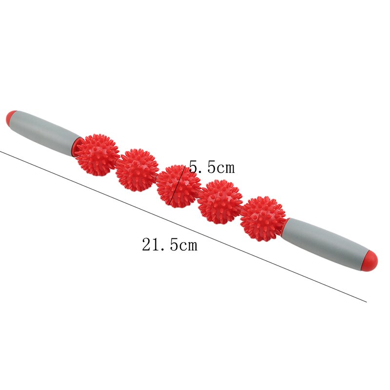 Gym Yoga Massage Stick Relax Muscle Roller 5 Spiked Balls Anti Cellulite Slimming Trigger Point Roller Muscle Body Relax Tool