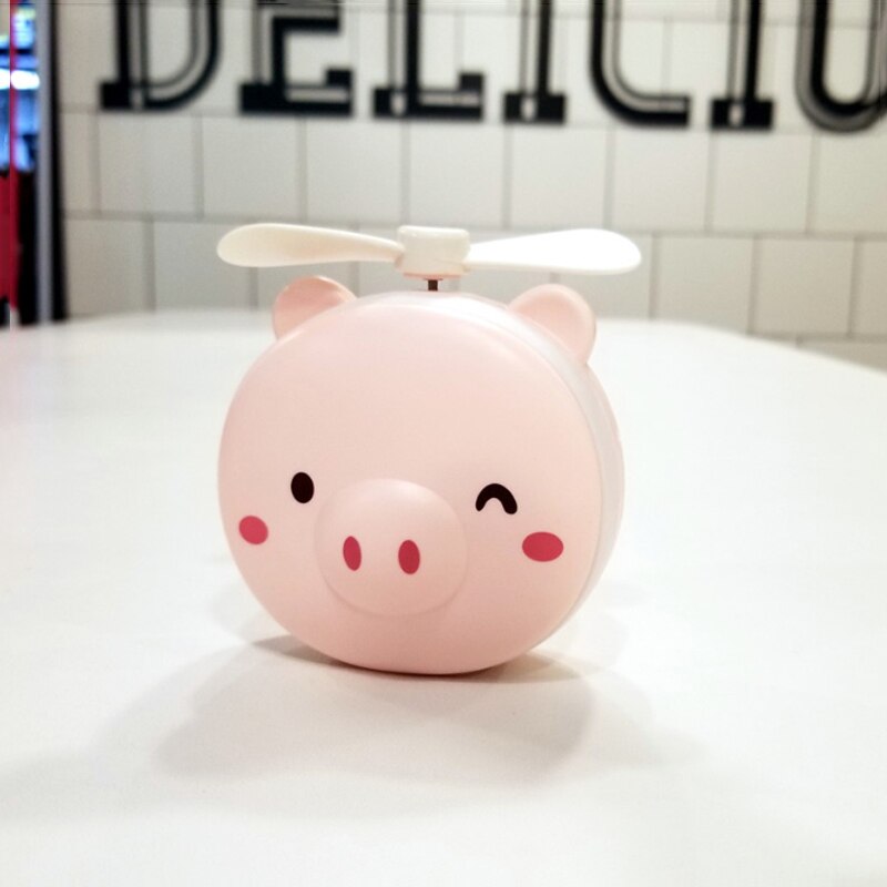 Vibrating Sound With The Pink Pig Beauty Mirror Portable Small Fan USB Charging Mini Handheld LED Fill Light Makeup Mirror