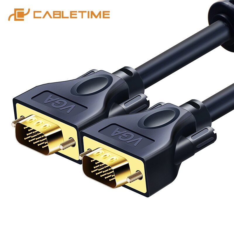 Cabletime Vga Kabel 3 + 9C Gevlochten Hoge Premium Afscherming Vga Naar Vga M/M 15M Pin Voor hdtv Pc Laptop Tv Verlengen Kabel C128