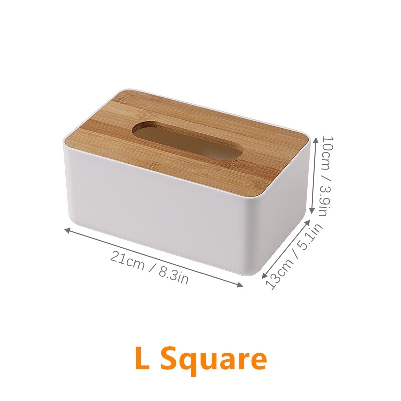 Home wooden plastic tissue box Kitchen solid wood napkin holder box Restaurant tissue case holder Office storage tissue canister: L  Square