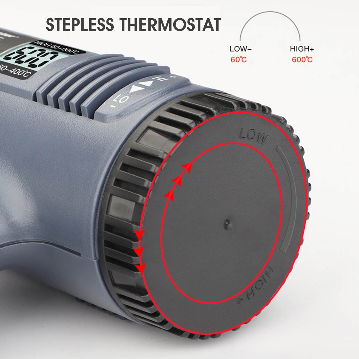 220V 2000W Lcd-scherm Verwarming Machine Warmte Heteluchtpistool Dual Temperatuur 2 Speed Control Building Temperatuur Warmte gun W/2Nozzles