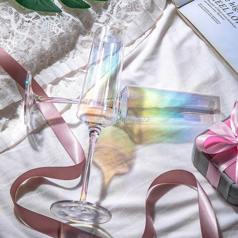 Crystal glass rainbow red wine glass goblet home drinkware U-shaped decanter wine glass chanpagne cup drinking utensils