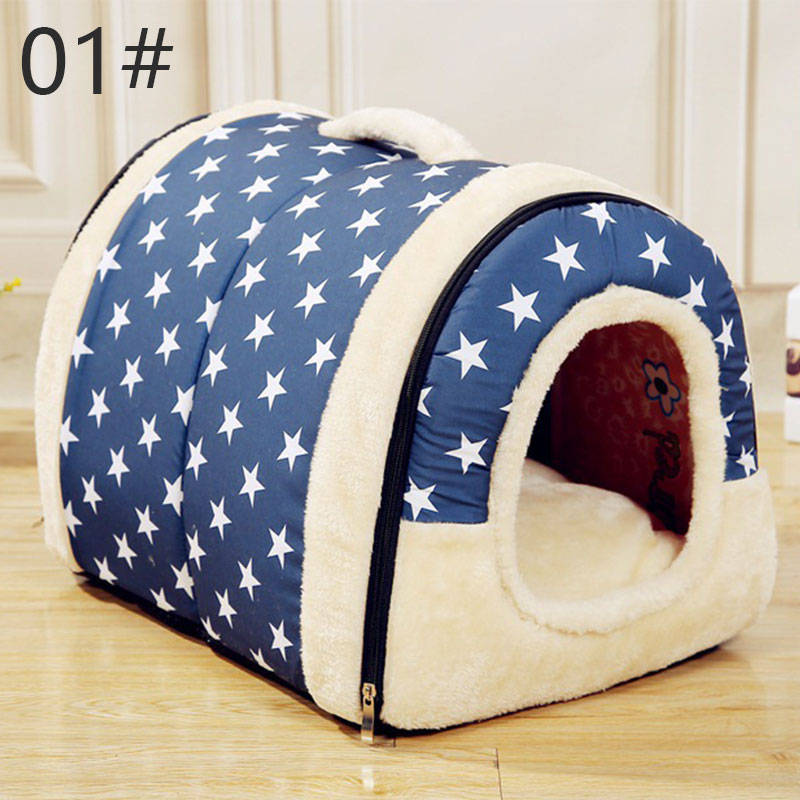 Afneembare Wasbare Hond Huis Kat Huis Mat Kattenbakvulling Leuke Kat Huis Kleine Middelgrote Hond Gaf Hond bed Lui Dier Bed: White star / 60x45x45cm