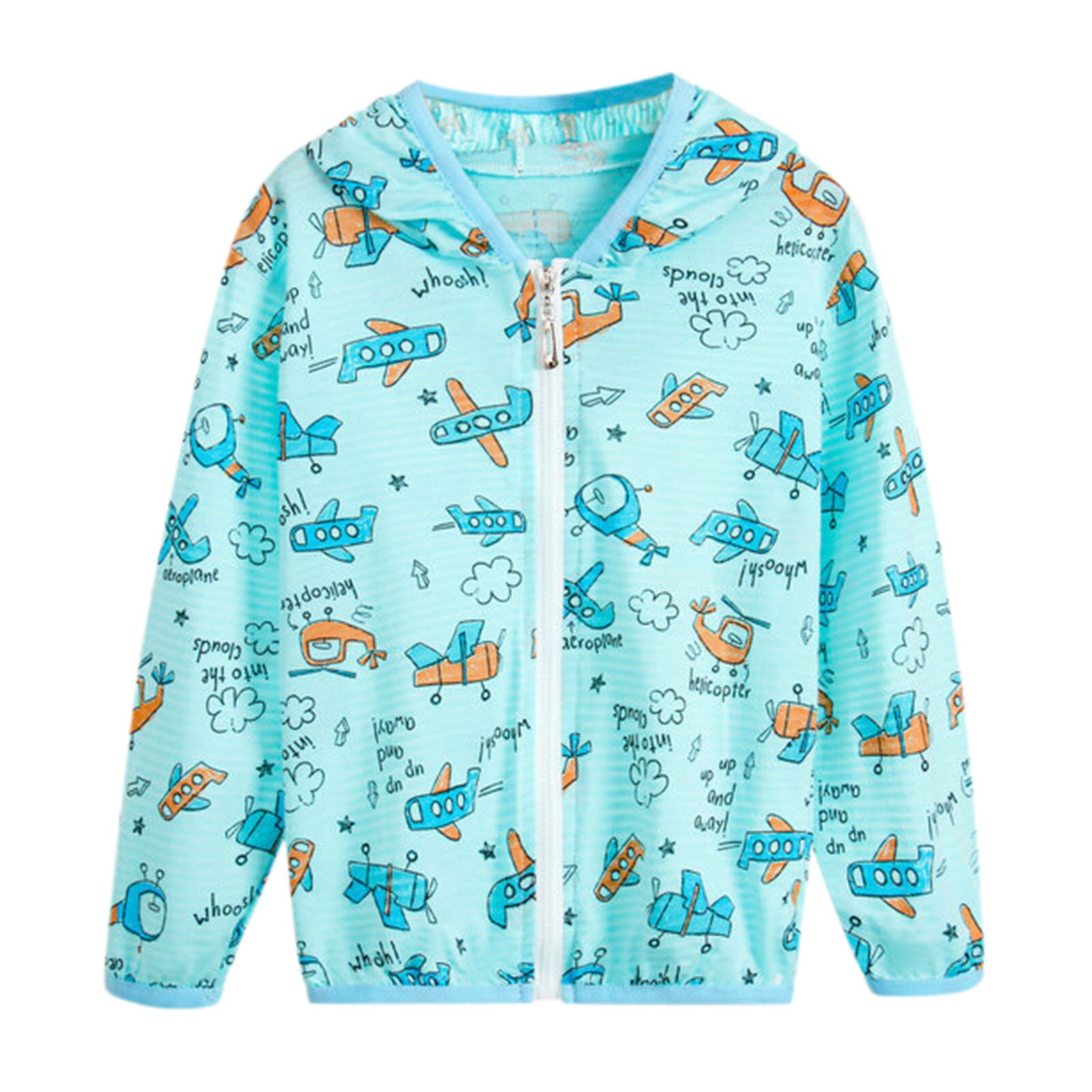 Zomer Stijl Peuter Kids Jongens Meisjes Cartoon Zonnebrandcrème Jassen Hooded Jassen Rits Jassen Vogue Zon Kleding: A / 130