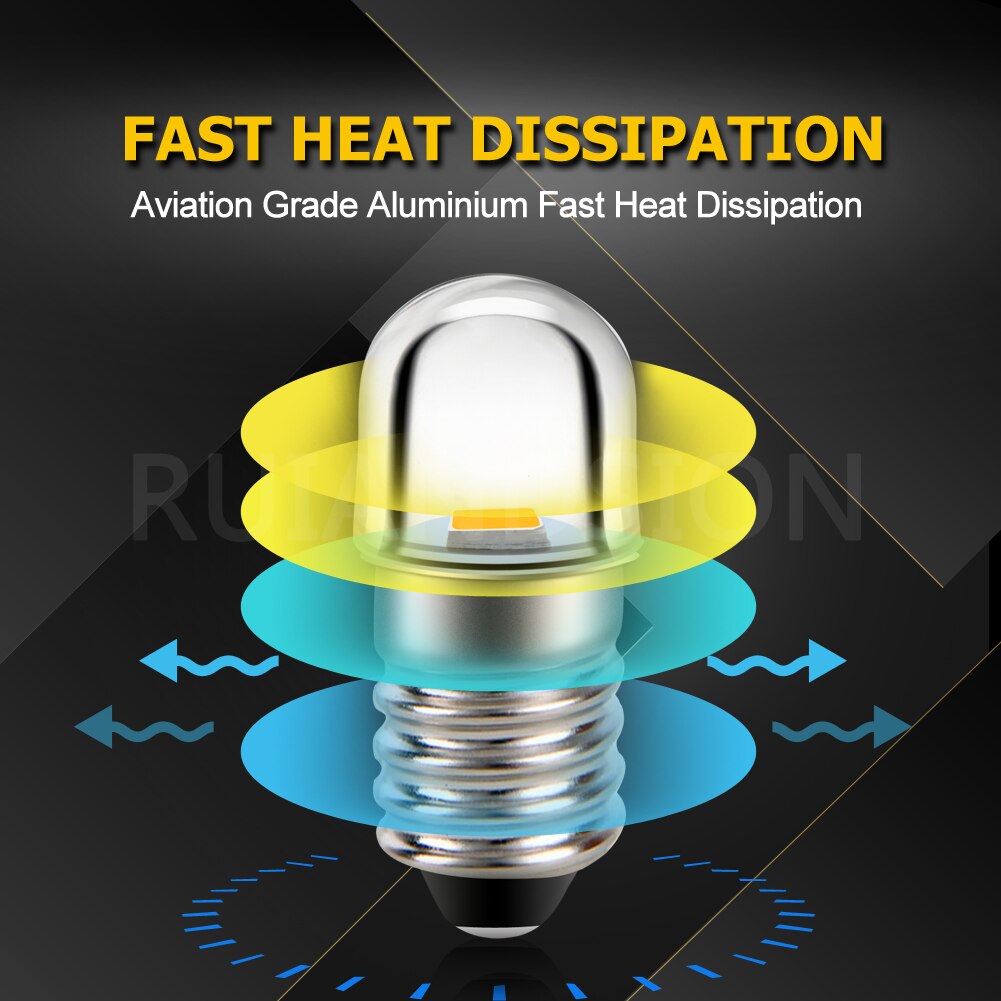 2pcs Warm white E10 3V 6V 12V 0.08A 0.96W Miniature Screw Base Instrument LED Light Bulb Lamp Flashlight Torch DIY Work Light