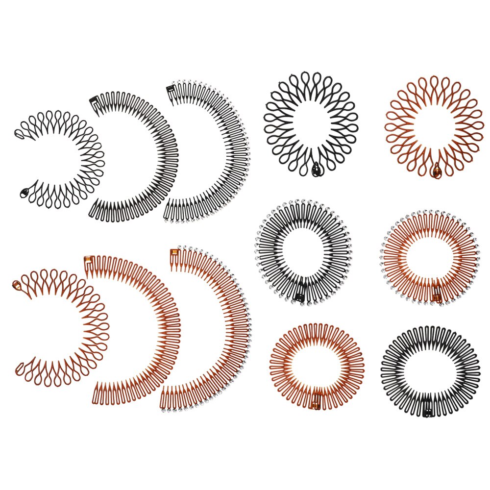 12 Uds Stretch peine del pelo de la Circular peine extensible Flexible de plástico Círculo del Peine del pelo para las mujeres la Circular diademas: Default Title
