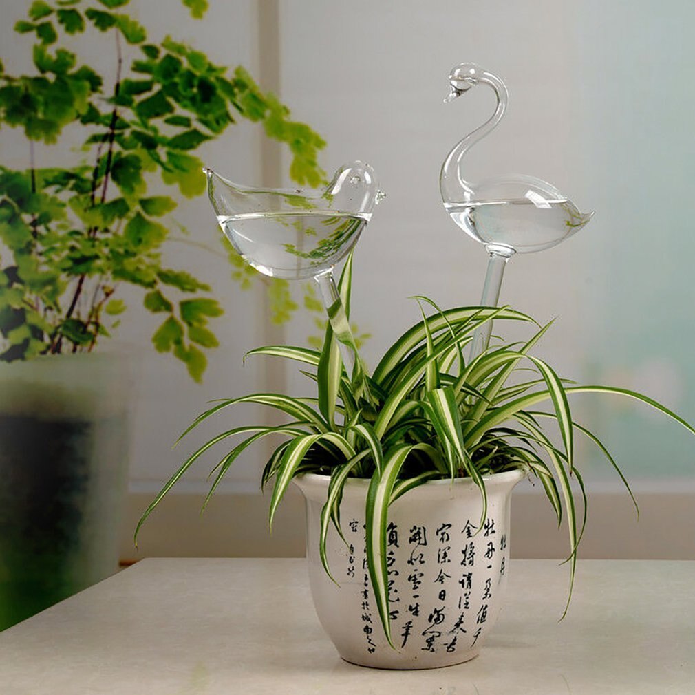 Birds Shape Clear Glass Self Watering Durable Mini Transparent Plant Watering for Garden Plant Watering Device