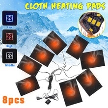 8 In 1 Elektrische Usb Jassen Kleding Verwarming Pad Winter Vest Verwarmd Warmer Pads Fiber Heater