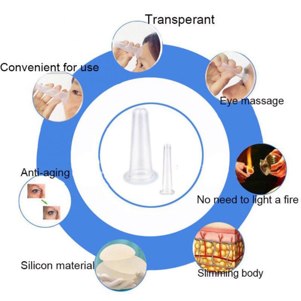Tasse de Massage Facial en Silicone, 4 pièces/ensemble de ventouse sous vide, Durable, pratique