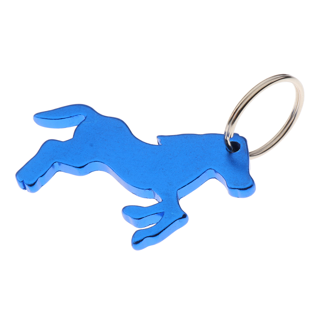 Horse Pattern Bottle Opener Key Ring Keychain Bag Pendent Novelty: Blue