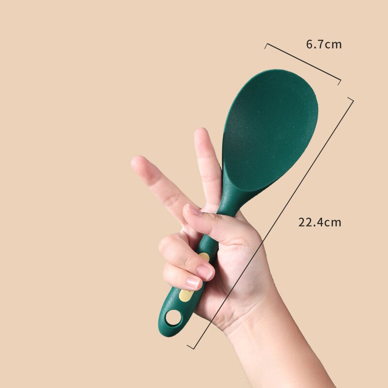 Food Grade Silicone Cooking Spoon Nonstick Heat-Resistant Flexible Wok Spatula Colander Rice Scoop Kitchen Cooking Tools: D