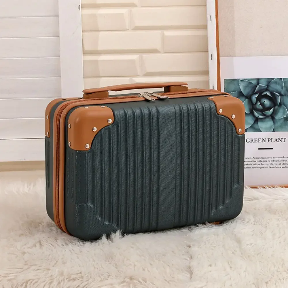 14 inch Mini Travel Suitcase Cosmetic Box Hand Luggage Organizer Makeup Case Small Password Box Boarding Case2025: black