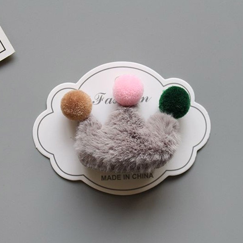 1PC Girl Fluffy Crown Hair Tie Bow Faux Fur Hair Band Girl Crown Hair Accessories Elastics Scrunchie Ponytail Holder: J Hair pin