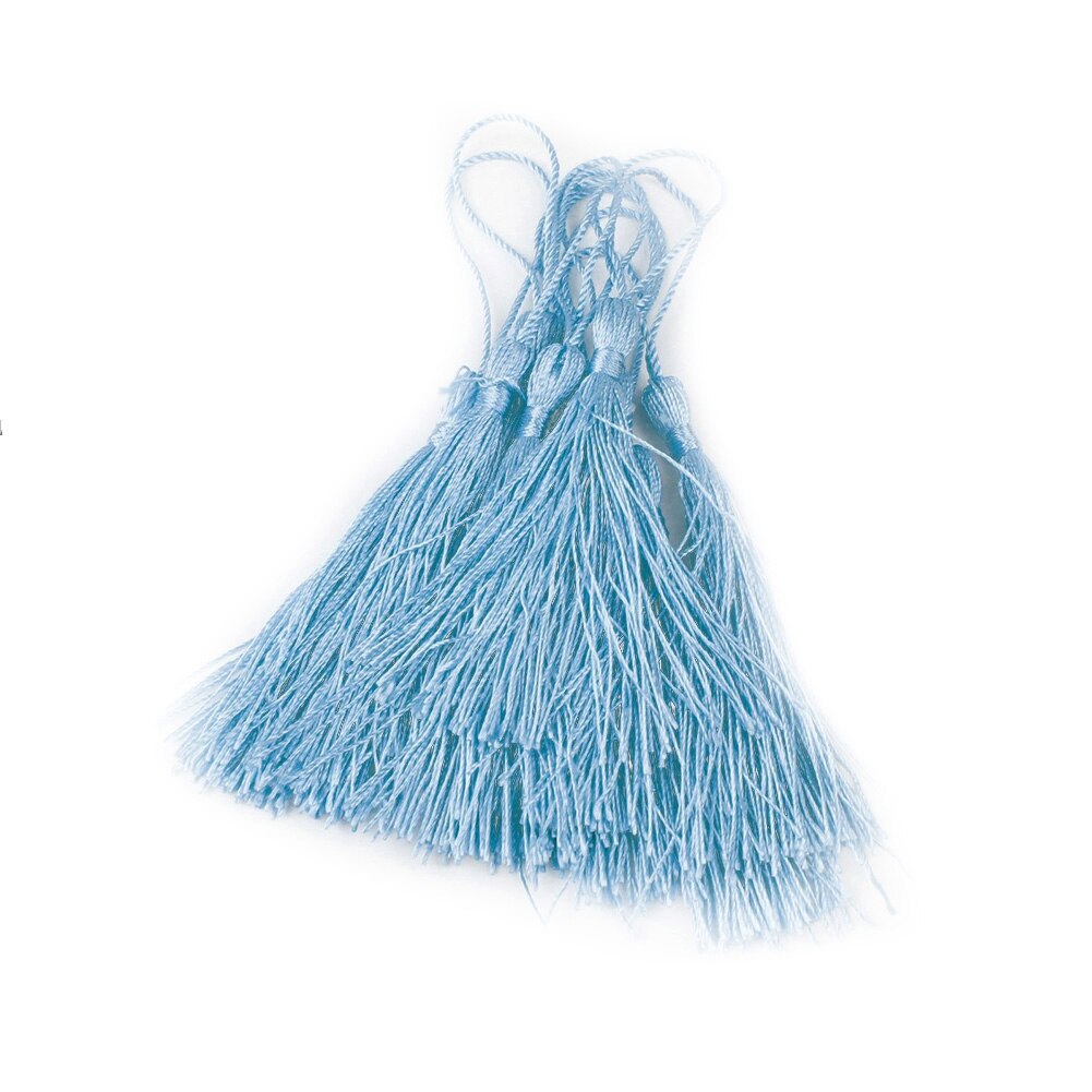 10Stck gemischte farbe 13cm Hängenden seil Seide Quasten Randbereich näHenne Knall quaste trimmen schlüssel quasten für DIY Verschönern vorhang zugang: Himmel Blau