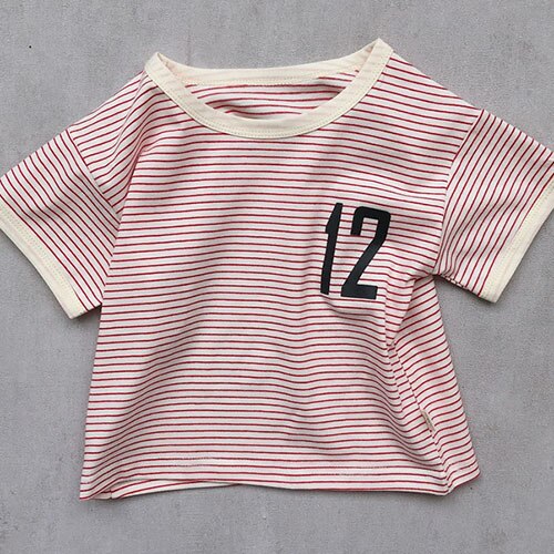 MILANCEL Sommer Baby Kleidung gestreift Baumwolle T-Shirt Koreanische verlieren Spitzen für Mädchen und Jungen Einfache lässig tapsen Spitzen: Rosa / 24M