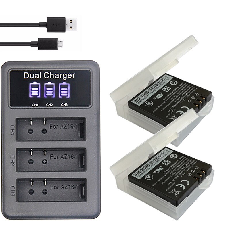 1400mAh Batterij Voor Originele Xiaomi Yi 2 yi 4k Batterijen + LED 3in1 Oplader voor Xiaoyi Yi Lite actie Camera: 2battery and charger