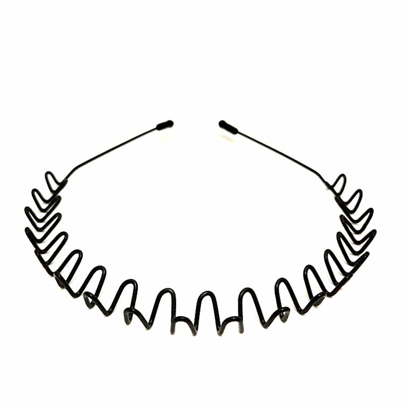 Bandeau de cheveux en métal noir ondulé pour hommes et femmes, unisexe, couleur unie, couvre-chef décontracté pour adultes, 5 Styles, 1 pièce