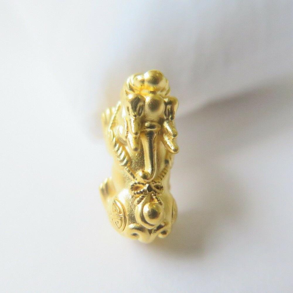 Echt 24k Gelb Gold Anhänger 3D Handwerk Reichtum Ebene Pixiu Anhänger 14mm H