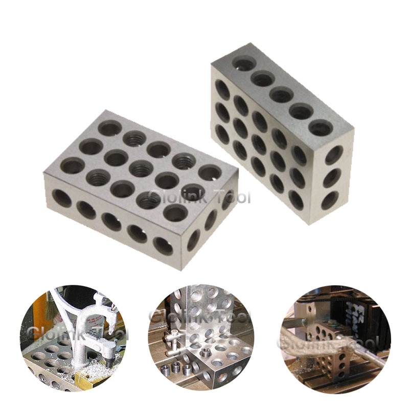 2pcs/set Hardened Steel Parallel Blocks 0.005" Precision Matched Machinist 25-50-75mm Milling Tool 23 Holes 1-2-3" block gauge