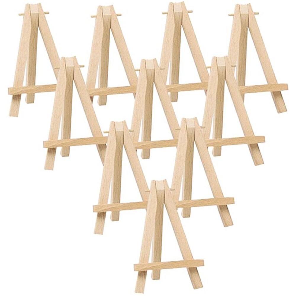 10Pcs 9x15cm Mini Wooden Easel Triangle Wood Wedding Table Card Stand Display Holder Children Painting Craft