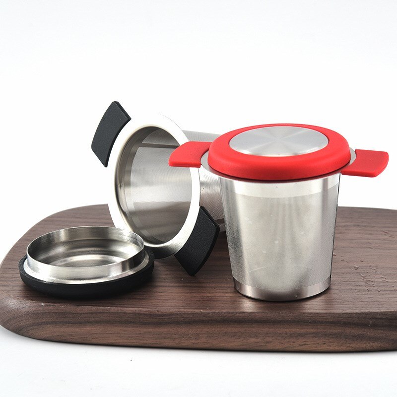 Rvs Herbruikbare Thee-ei Mand Fijne Mesh Theezeefje Met Handgrepen Deksel Thee En Koffie Filters Voor Losse Thee blad