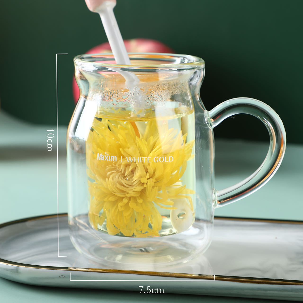 Dubbele Laag Transparante Hoge Temperatuur Creatieve Glazen Beker Met Lepel Drinkware Water Cup Koffiekopje Melk Cup Mok Water Bottl